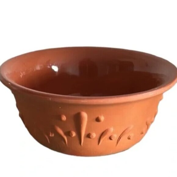Mexican Made Brown Terra Cotta Bowls Set of 4 Glazed Interior Unglazed Exterior - Picture 7 of 7